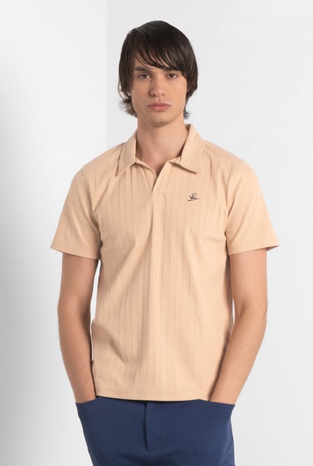 Sky Rib Textured Men’s Polo Shirt