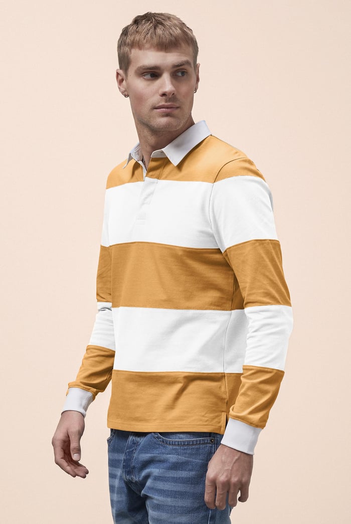 Colour Block Woven Collar L/S Polo Shirt