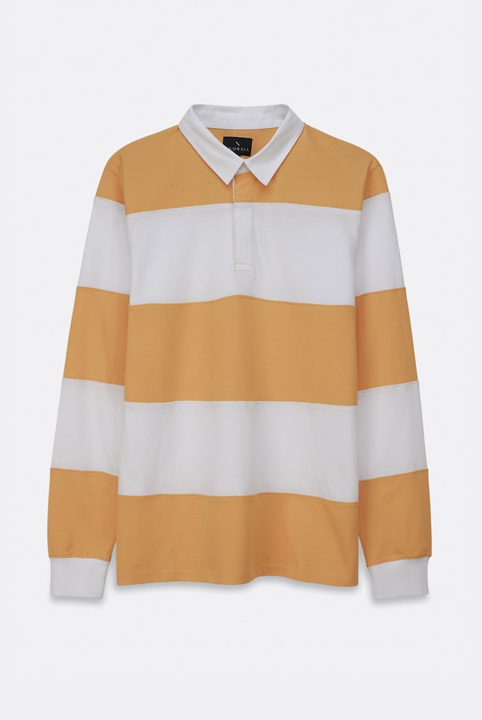 Colour Block Woven Collar L/S Polo Shirt