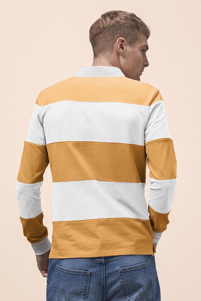 Colour Block Woven Collar L/S Polo Shirt