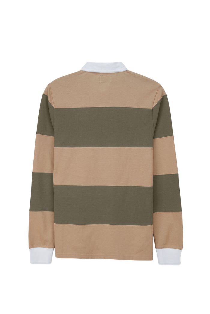 Colour Block Woven Collar L/S Polo Shirt