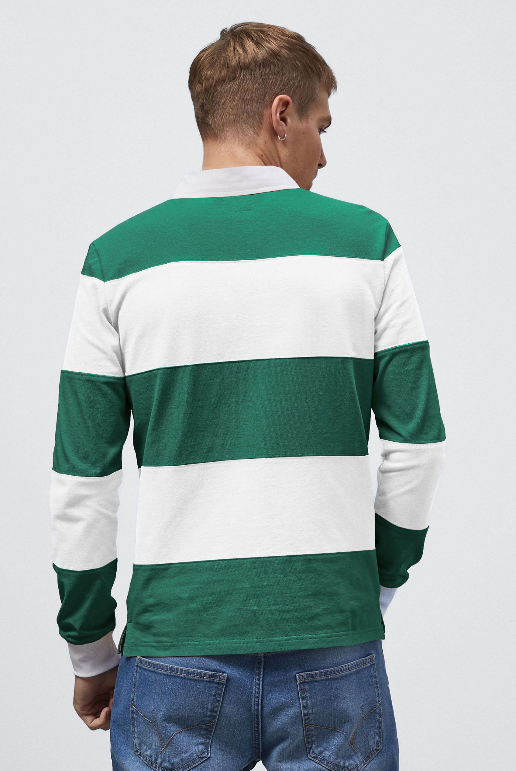 Colour Block Woven Collar L/S Polo Shirt