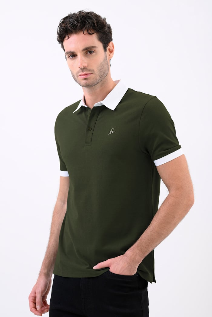 Mens Oxford Collar Pique Polo Shirt