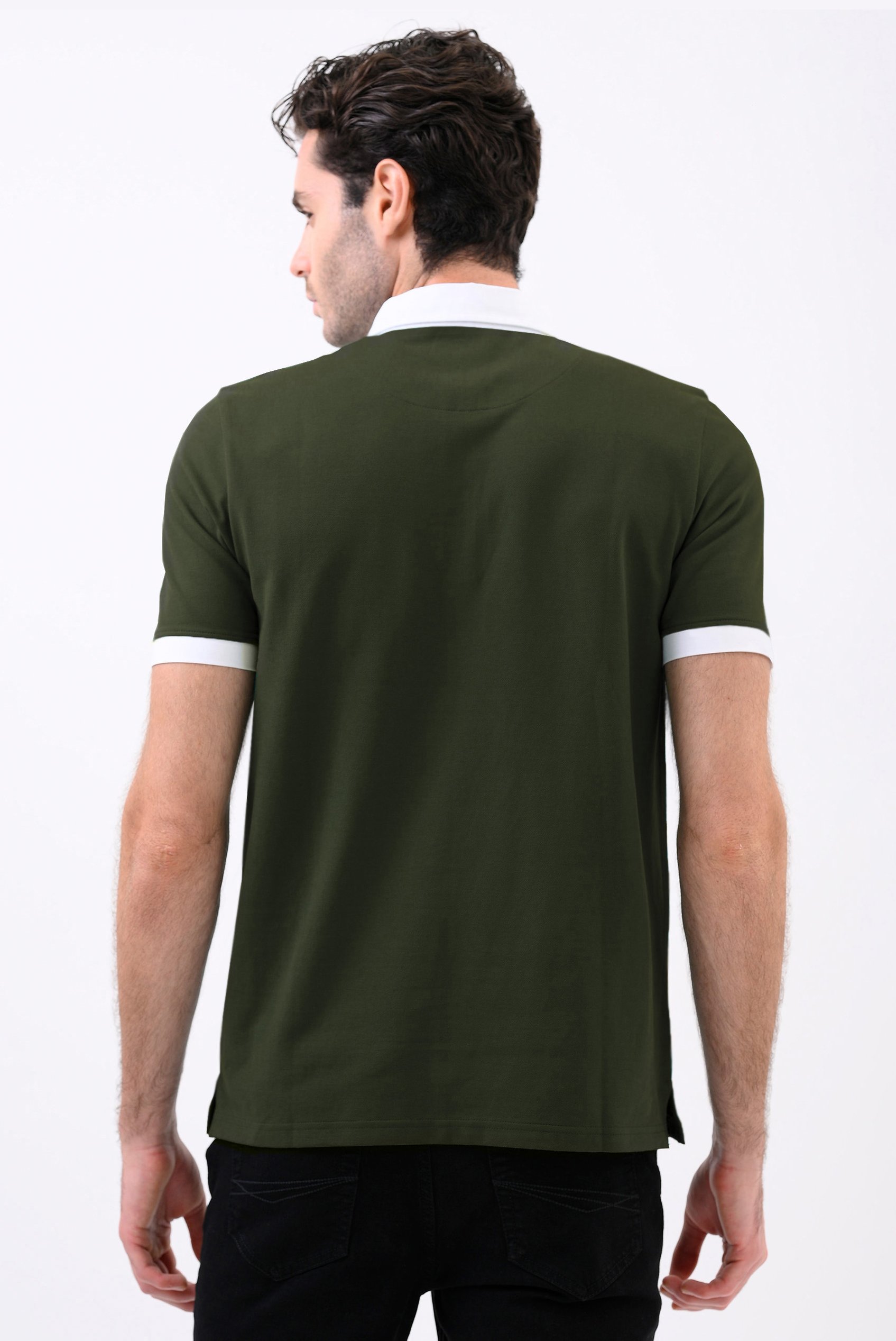 Mens Oxford Collar Pique Polo Shirt