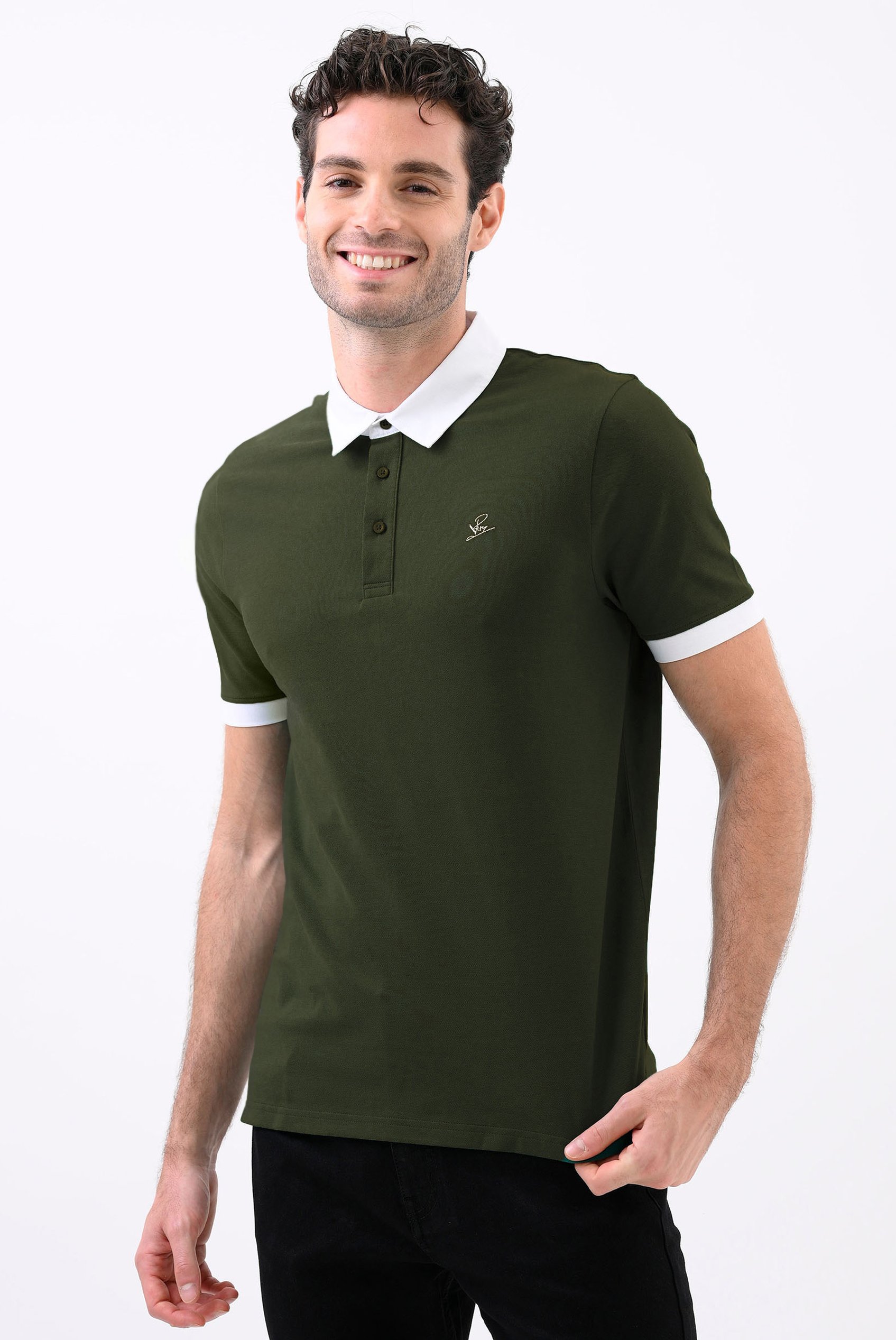 Mens Oxford Collar Pique Polo Shirt
