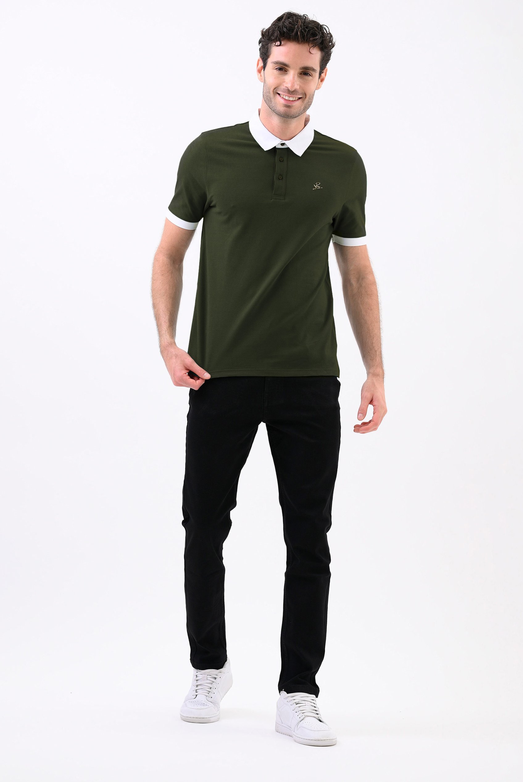 Mens Oxford Collar Pique Polo Shirt