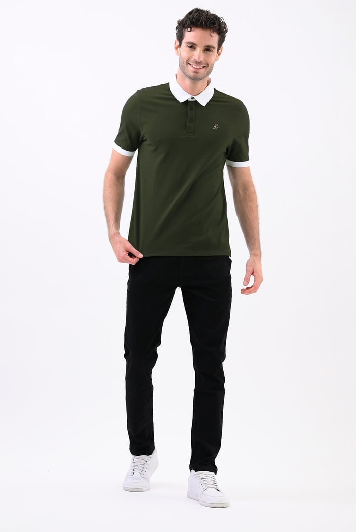 Mens Oxford Collar Pique Polo Shirt