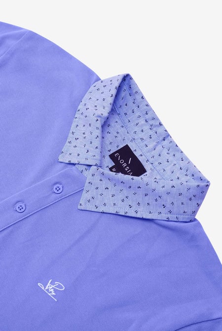 Mens Sky Oxford Collar Pique Polo Shirt