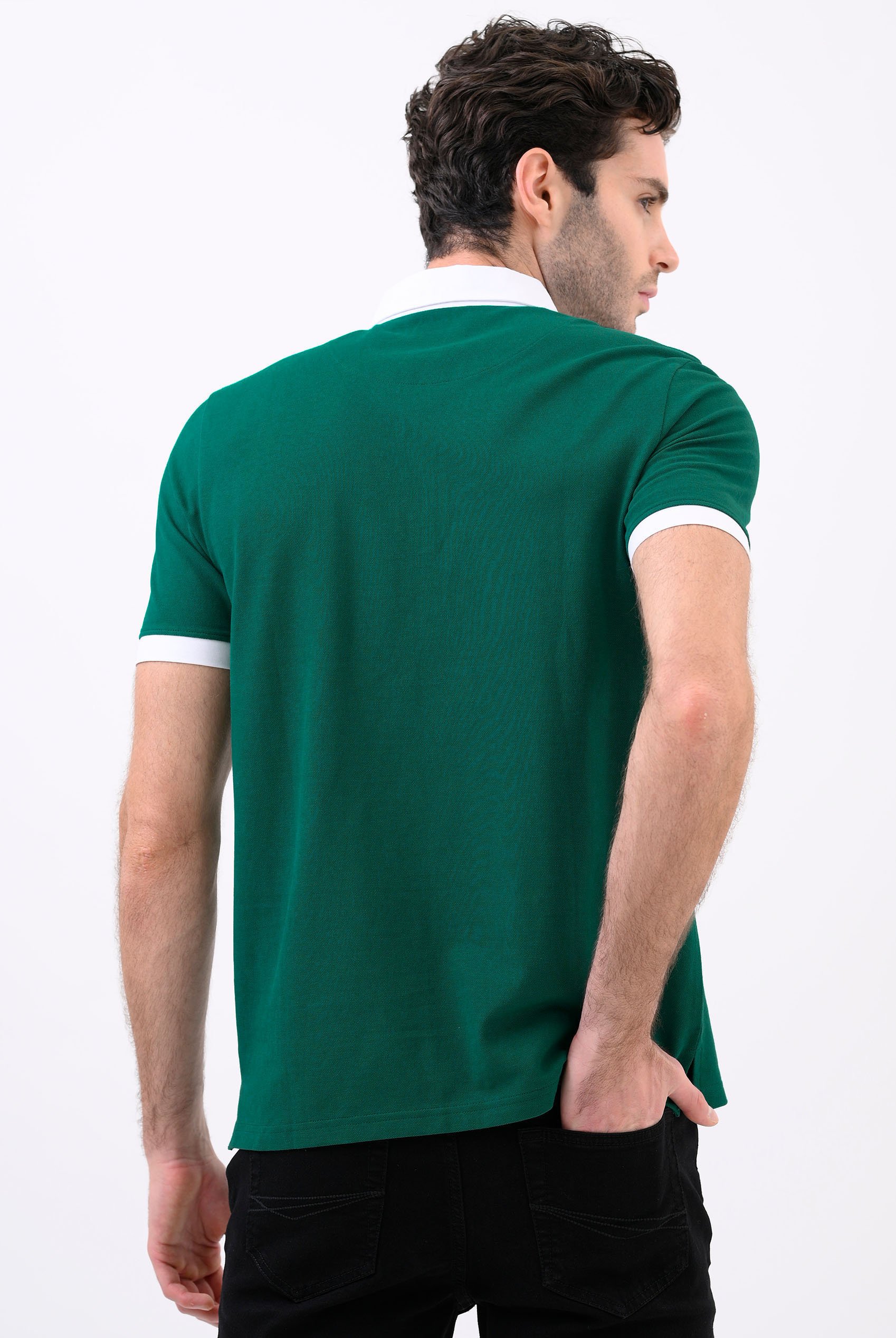 Mens Oxford Collar Pique Polo Shirt
