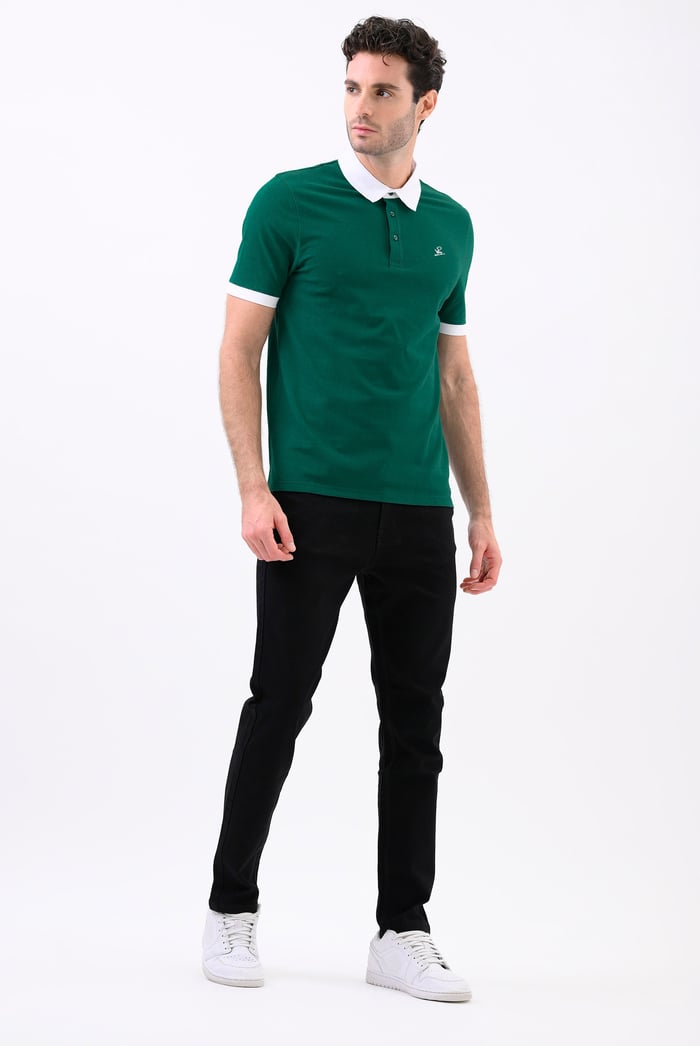 Mens Oxford Collar Pique Polo Shirt