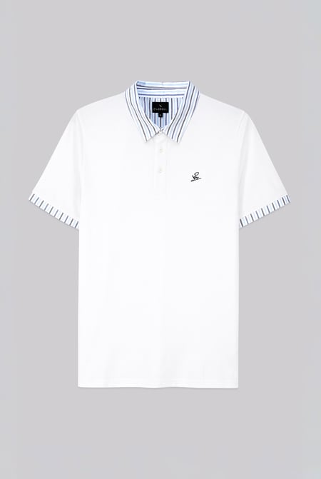 Mens Navy Oxford Collar Pique Polo Shirt