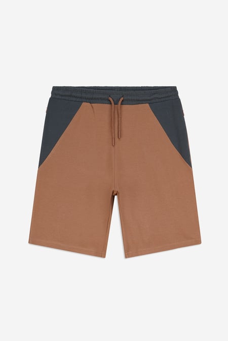Mens Khaki Colour Block Shorts