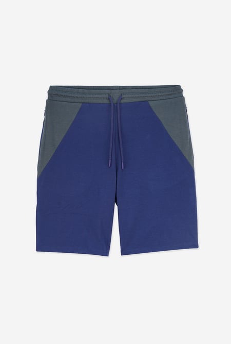 Mens Blue Colour Block Shorts