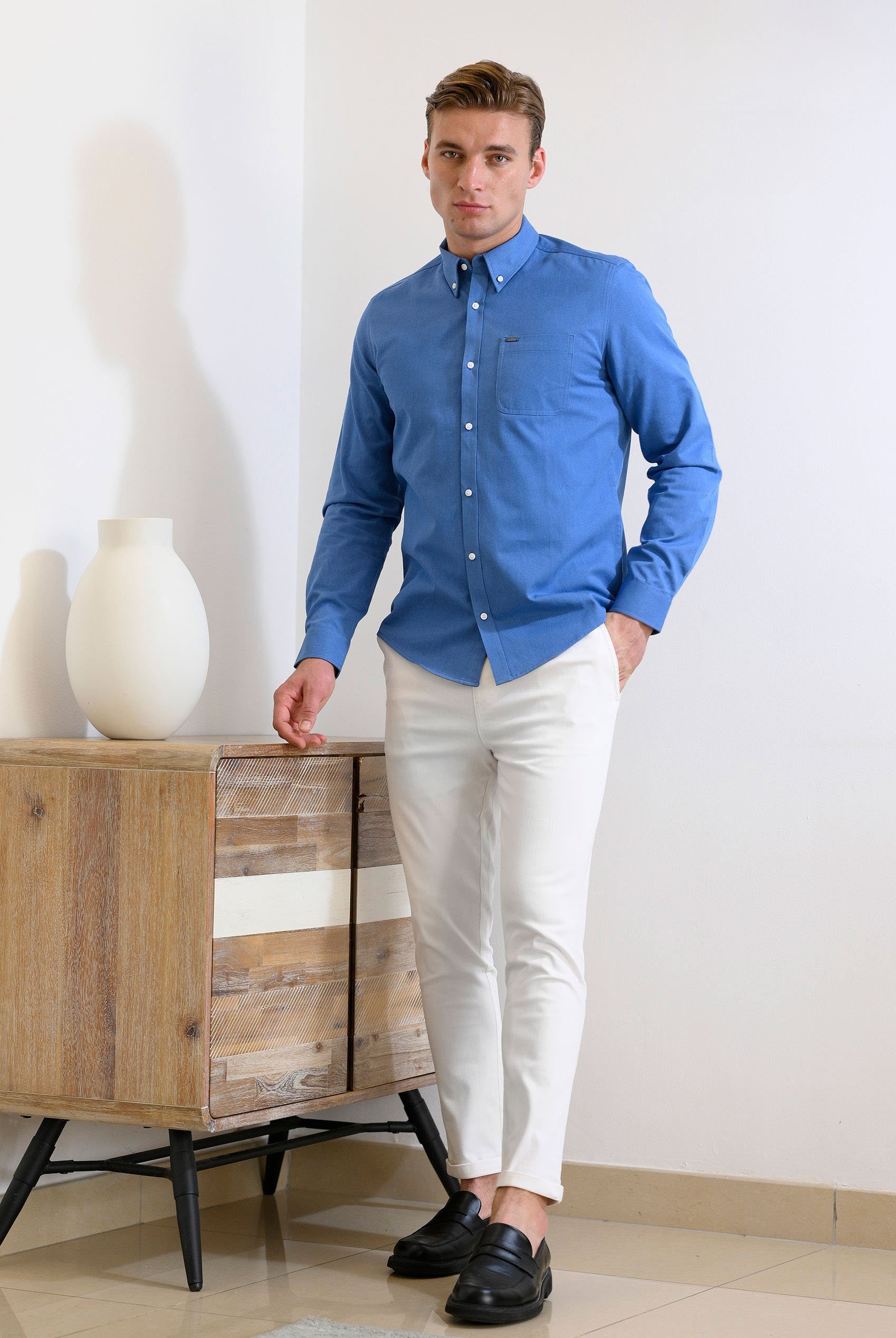 Mens Folded Hem Trousers With Drawstring