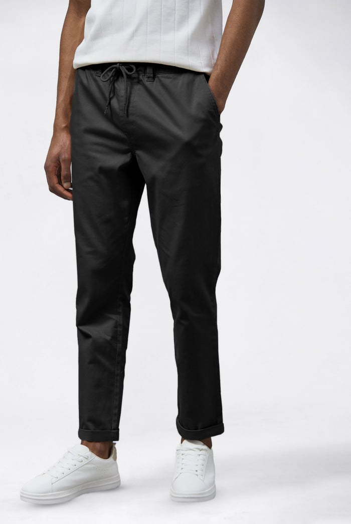 Mens Folded Hem Trousers With Drawstring