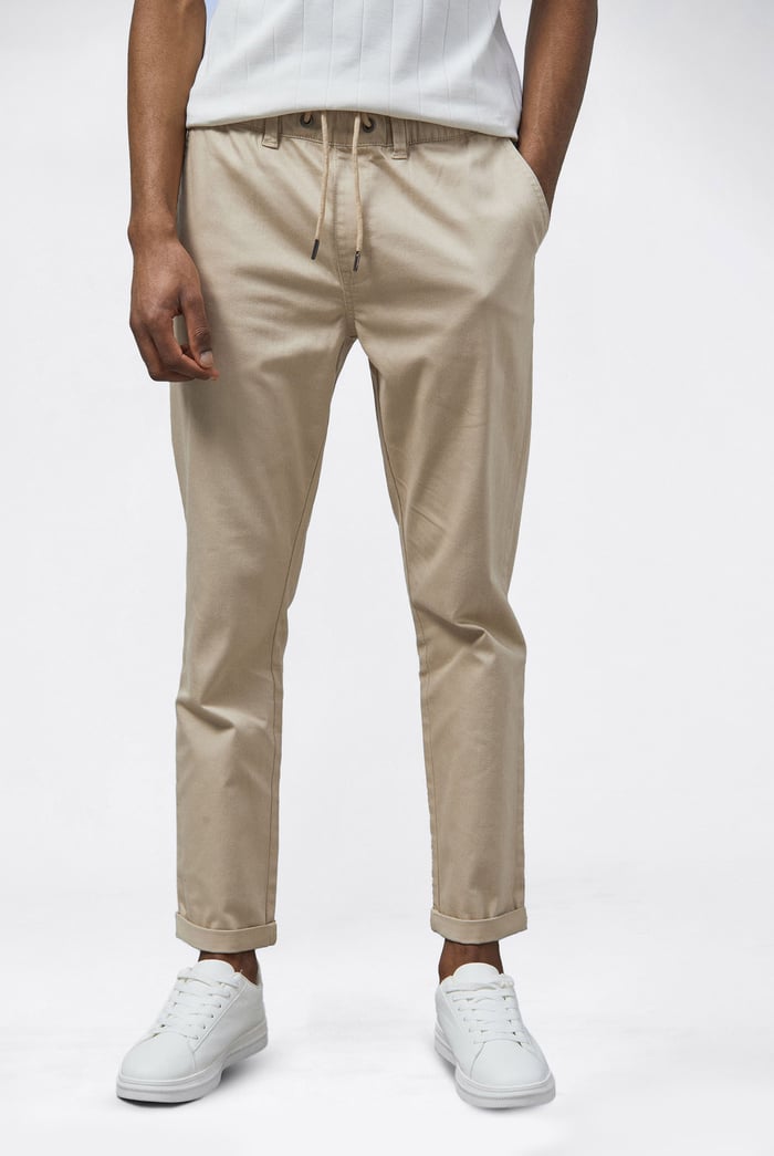 Mens Folded Hem Trousers With Drawstring