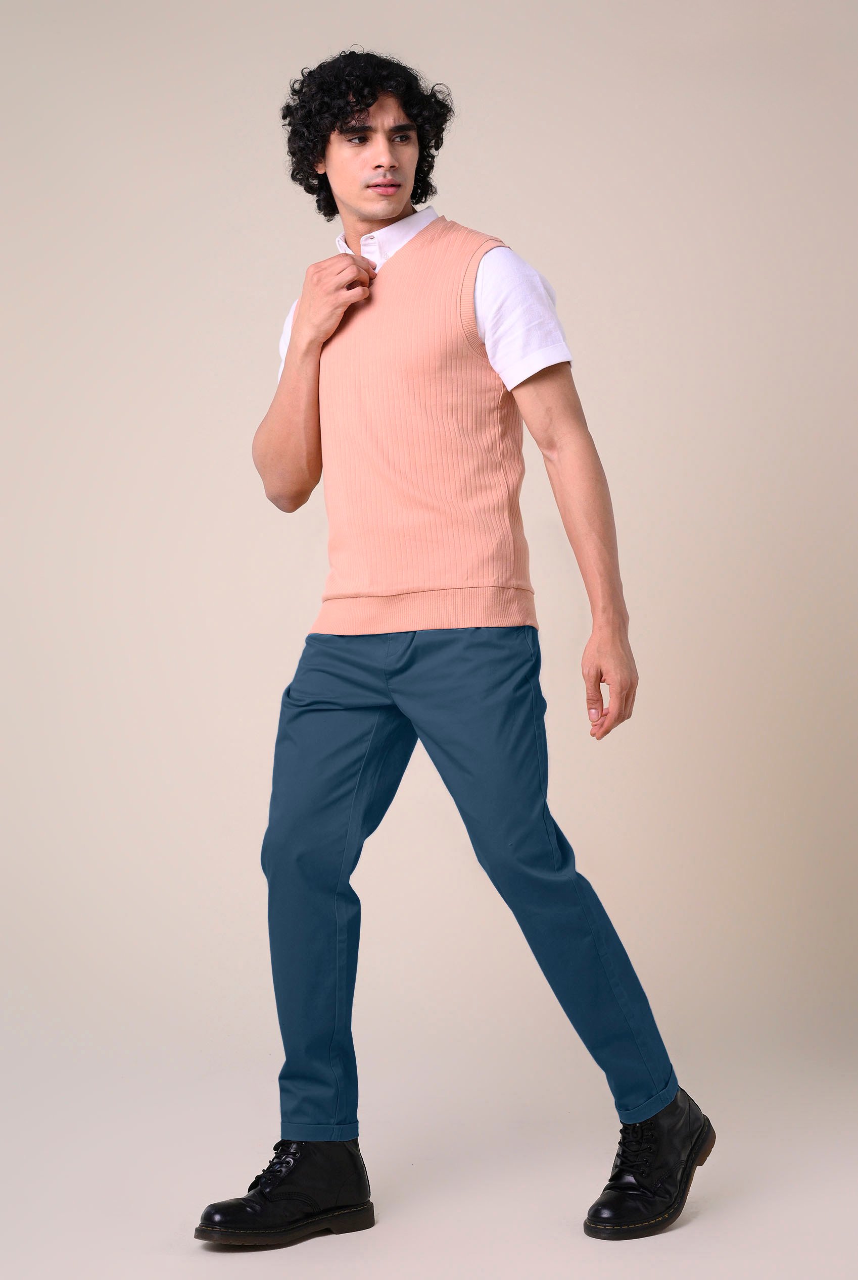 Mens Folded Hem Trousers
