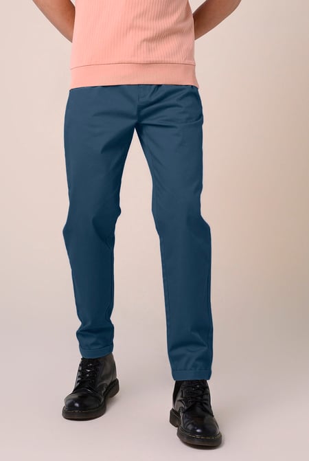 Mens Blue Folded Hem Trousers