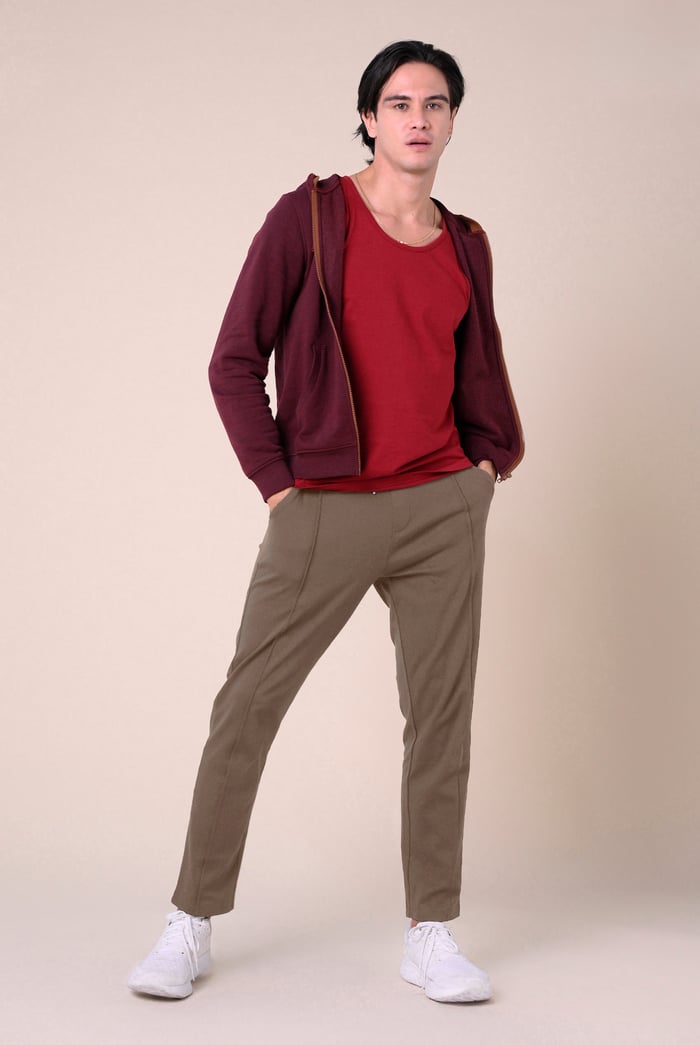 Mens Classic Front Seam Jersey Trouser