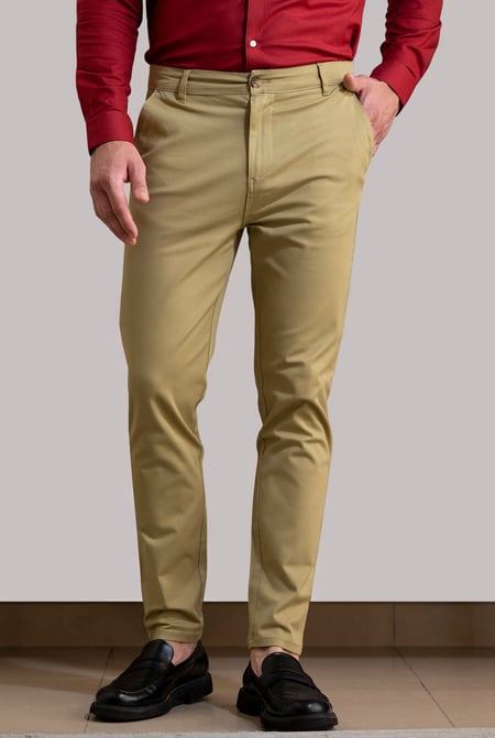 Tan Skinny Chino Long Trousers
