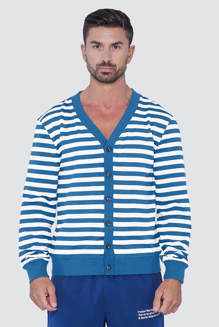 Striped V-neck Button Front Cardigan
