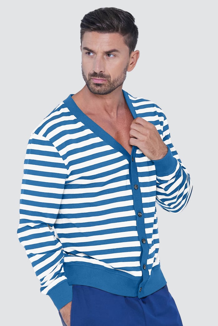 Striped V-neck Button Front Cardigan