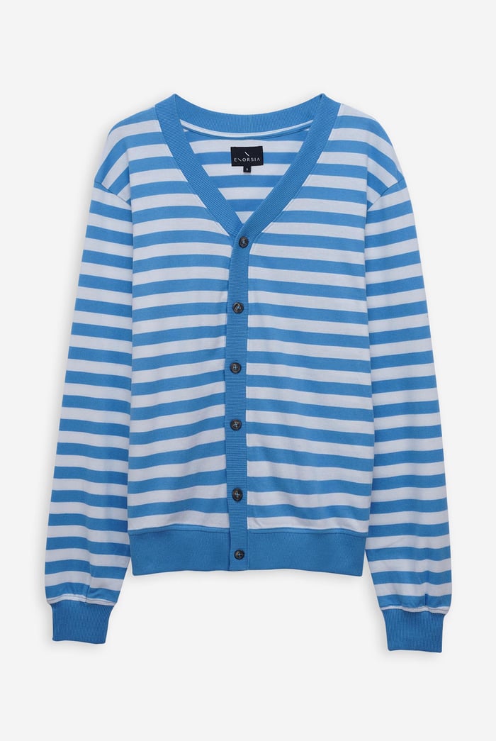 Striped V-neck Button Front Cardigan