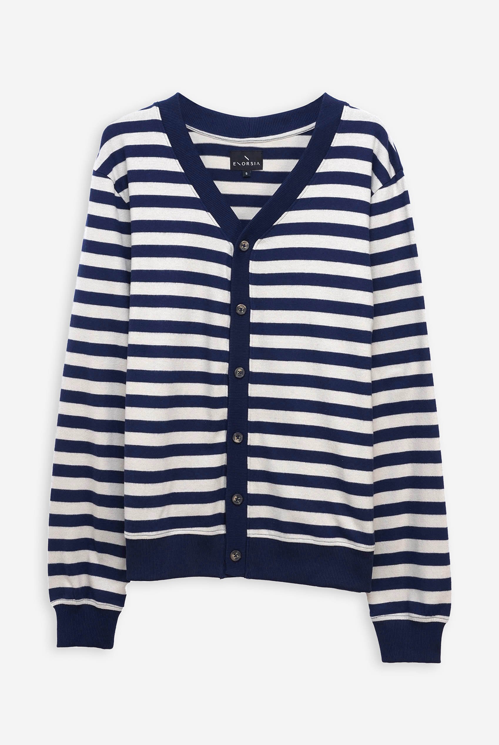 Striped V-neck Button Front Cardigan