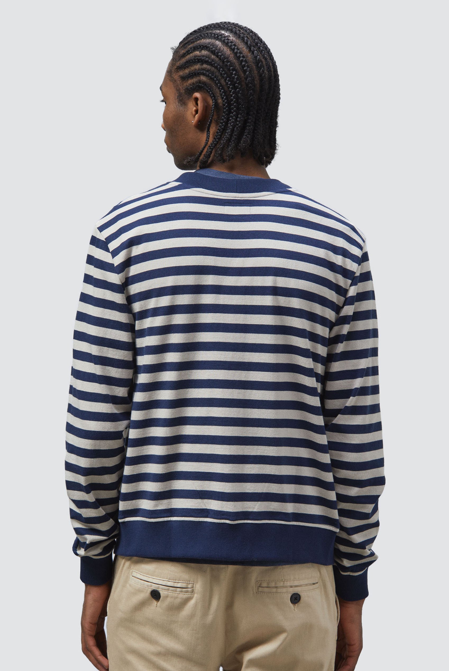Striped V-neck Button Front Cardigan