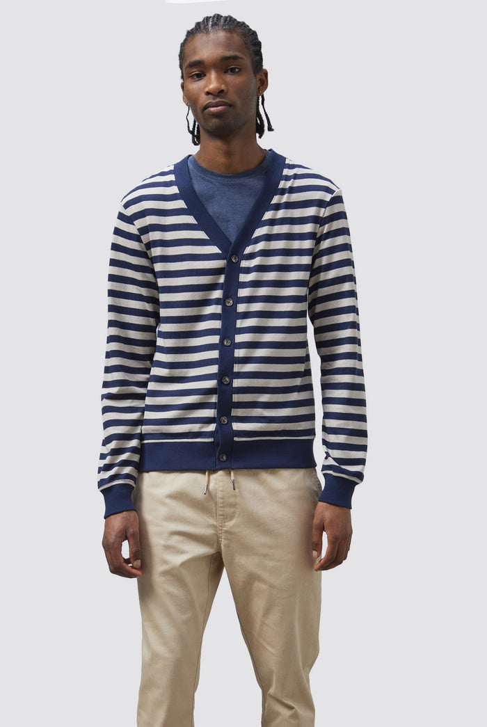 Striped V-neck Button Front Cardigan