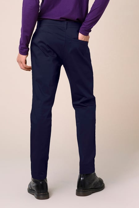 Mens Navy Tapered Stretch Chino Trouser