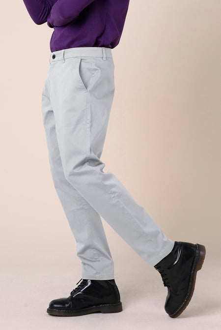 Mens White Tapered Stretch Chino Trouser