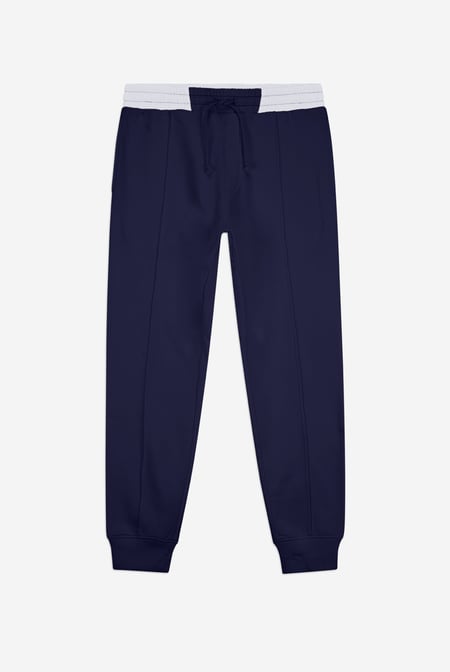 Mens Navy Brushed Terry Jogger With Cut And Sew Waistband