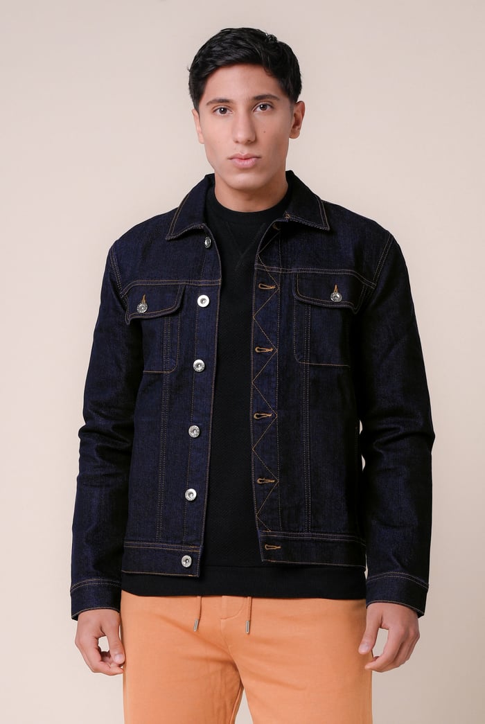 Long Sleeve Raw Denim Jacket