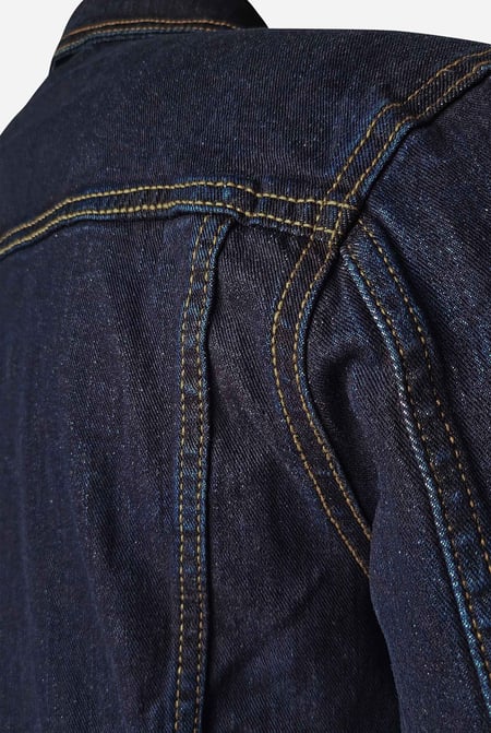 Blue Long Sleeve Raw Denim Jacket