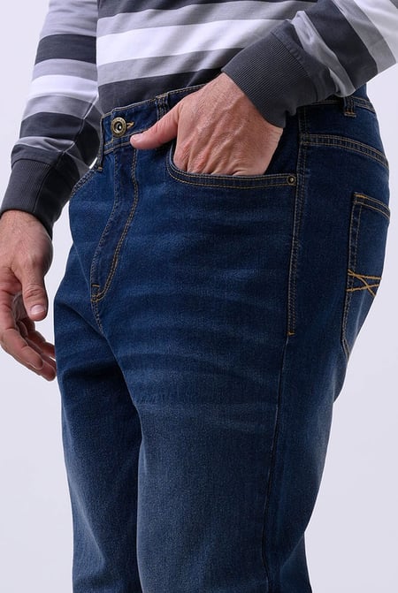 Mens Navy Relaxed Straight Fit Jeans