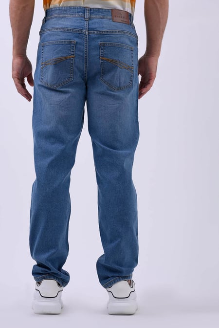 Mens Blue Relaxed Straight Fit Jeans