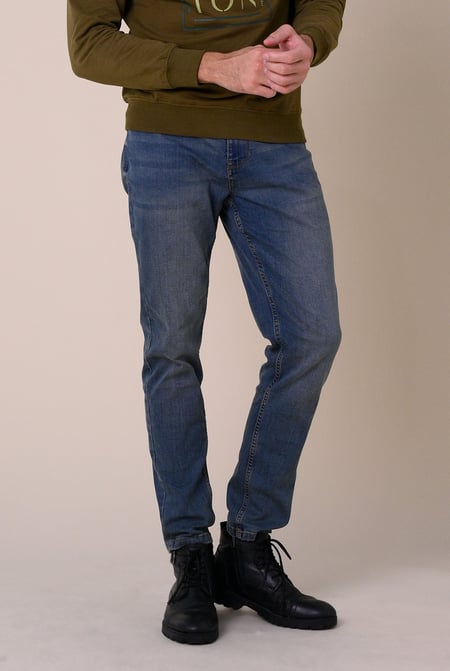 Mens Deep Blue Vintage Slim Fit Tapared Jeans