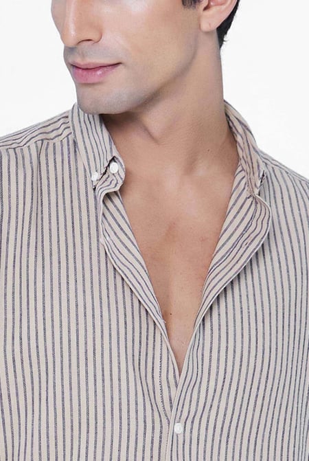 Grey Stripe Short Sleeve Shirt