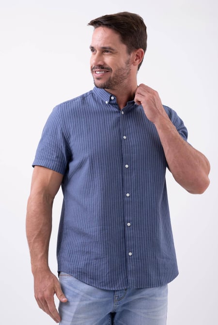 Grey Stripe Short Sleeve Shirt