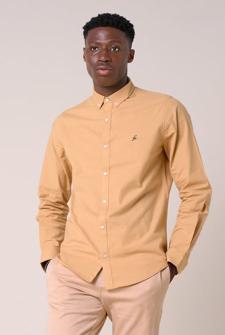 Mens Yellow Long Sleeve Casual Shirt