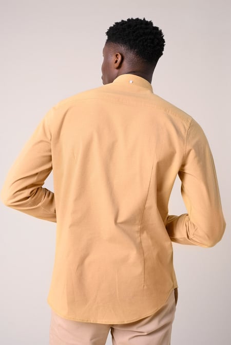 Mens Yellow Long Sleeve Casual Shirt