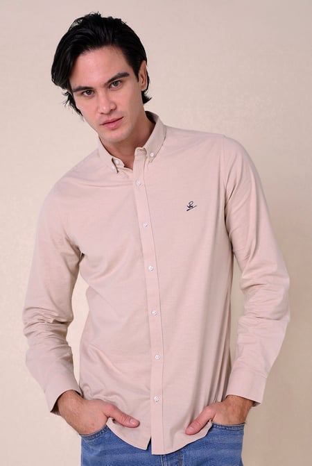 Mens Yellow Long Sleeve Casual Shirt