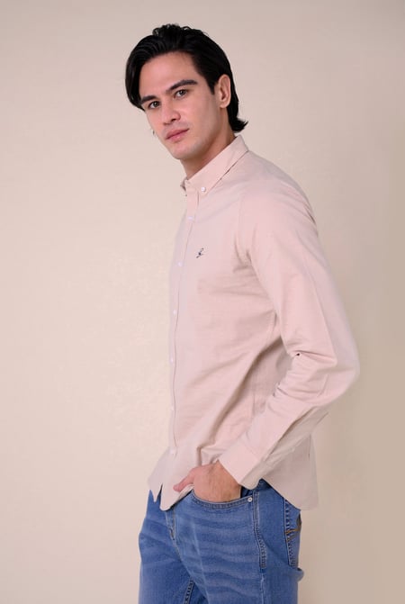 Mens Pink Long Sleeve Casual Shirt