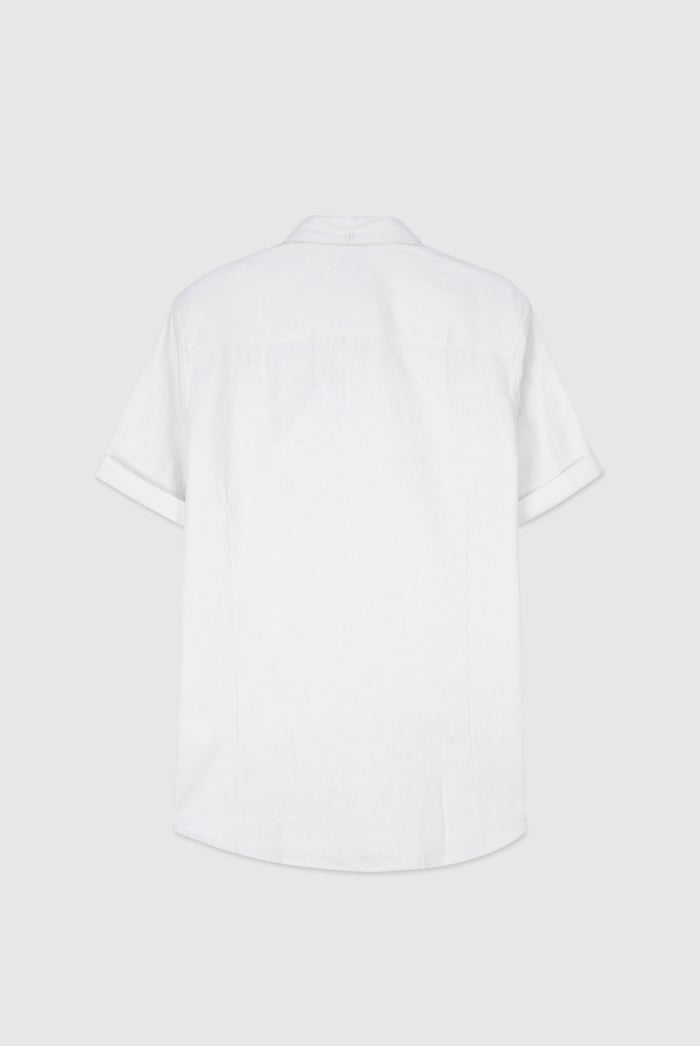 Mens Cotton Linen Roll-Up Sleeve Shirt