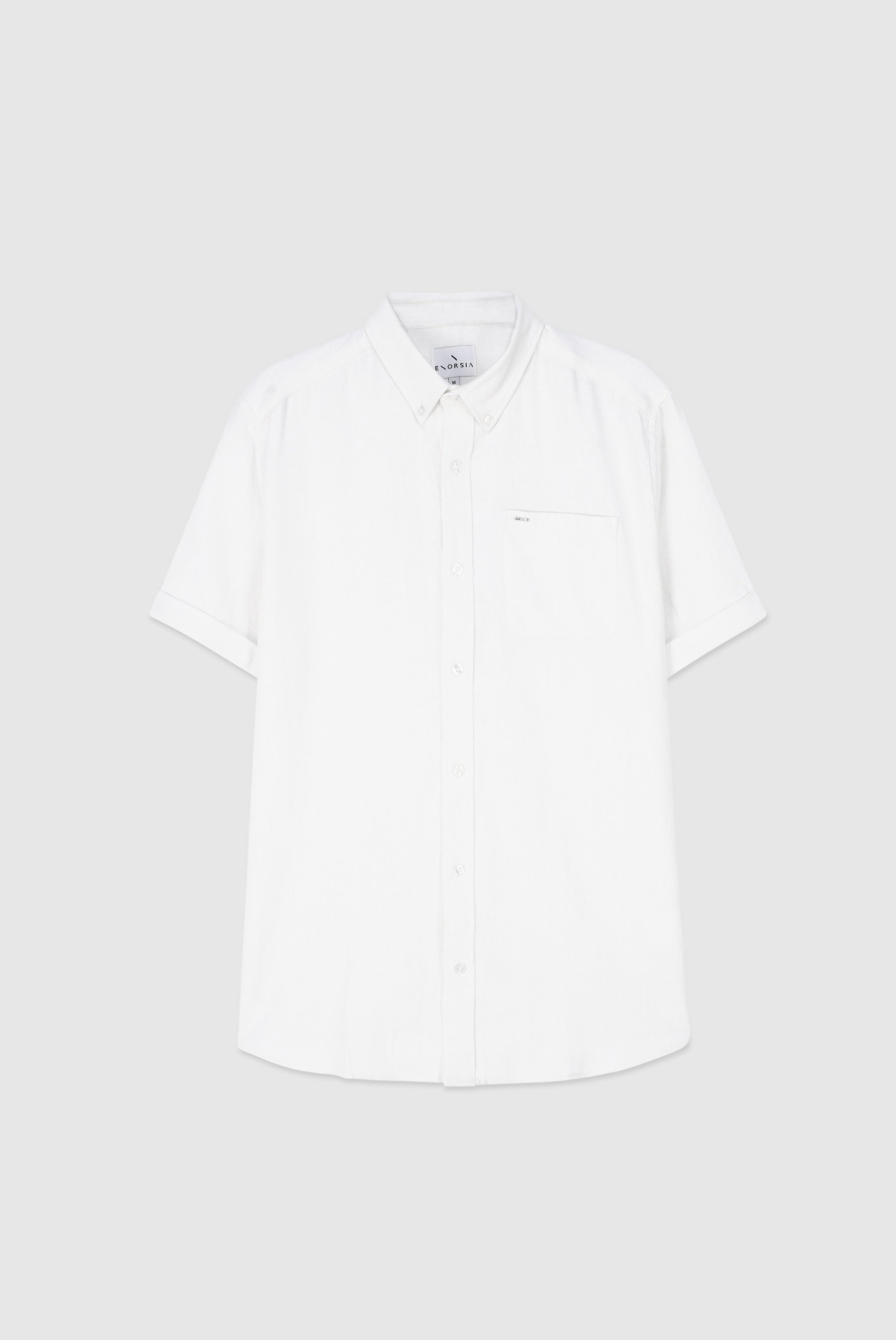 Mens Cotton Linen Roll-Up Sleeve Shirt