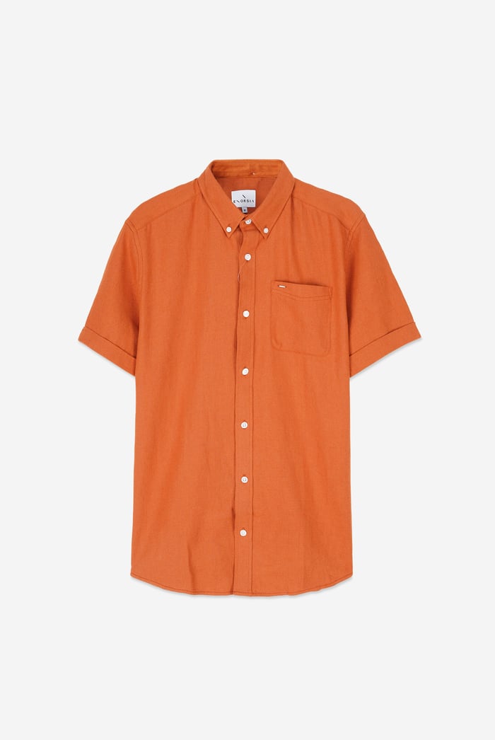Mens Cotton Linen Roll-Up Sleeve Shirt