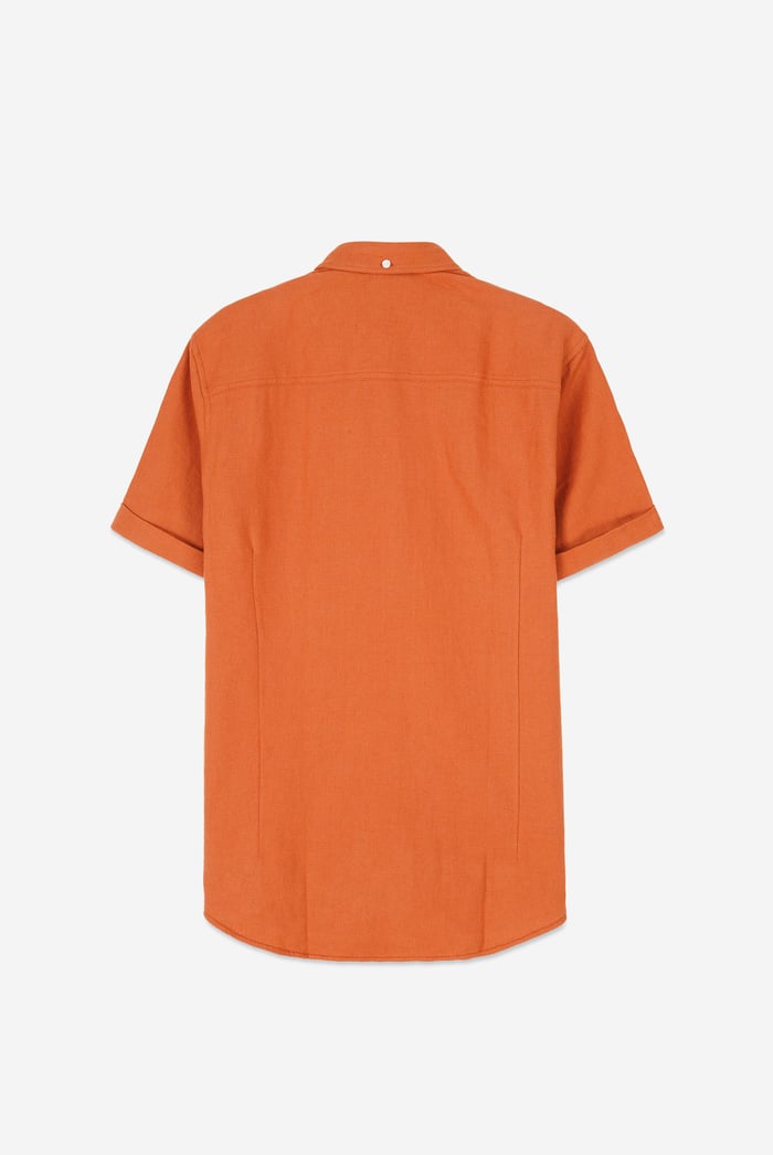 Mens Cotton Linen Roll-Up Sleeve Shirt