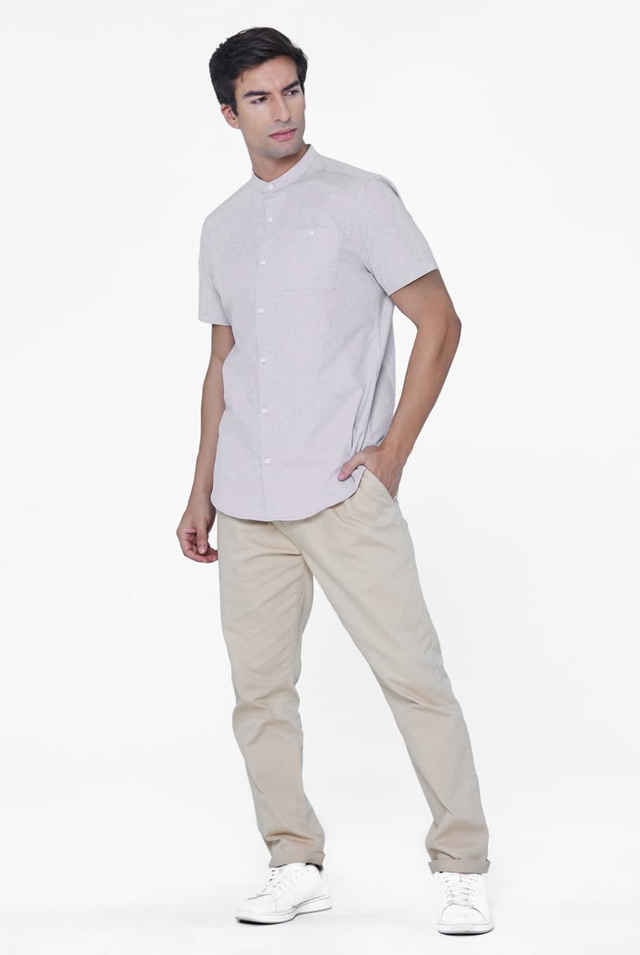 Mens Slim Fit Stand Up Collar Shirt