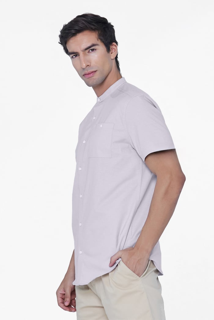 Mens Slim Fit Stand Up Collar Shirt